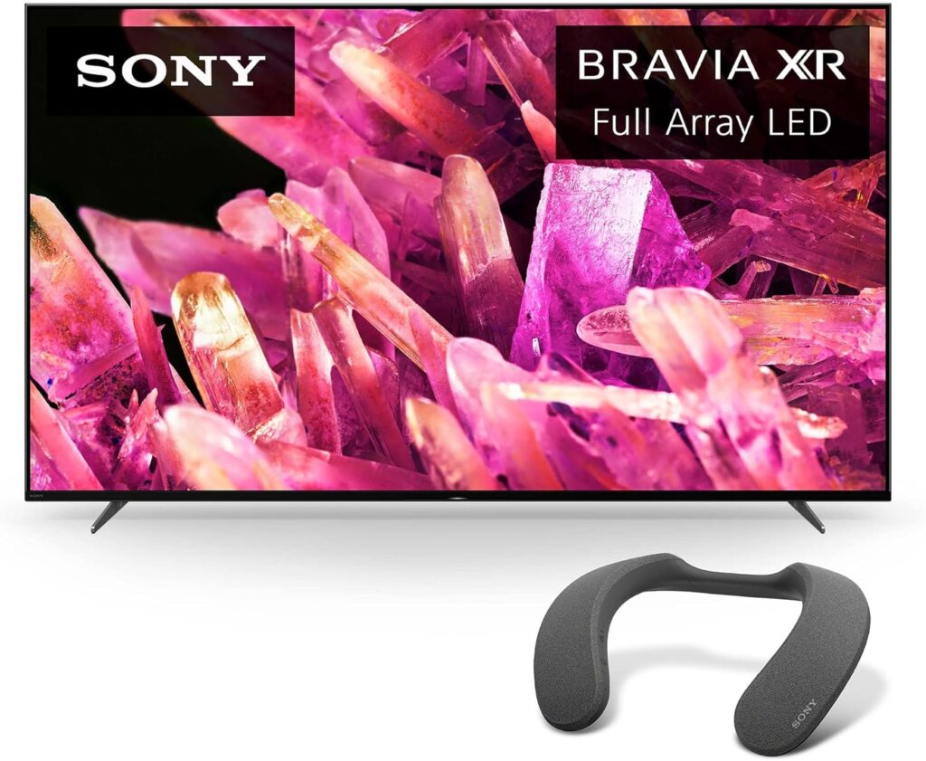 Sony 55 Inch 4K Ultra HD TV X90K Series:BRAVIA XR LED Smart Google TV, Dolby Vision HDR, Exclusive Features for PS 5 XR55X90K-2022 w/Neckband Bluetooth Speaker and TV Adaptor WLA-NS7