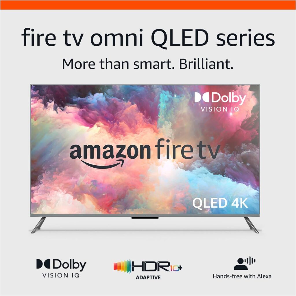 Amazon Fire TV 65 Omni QLED Series 4K UHD smart TV, Dolby Vision IQ, local dimming, hands-free with Alexa