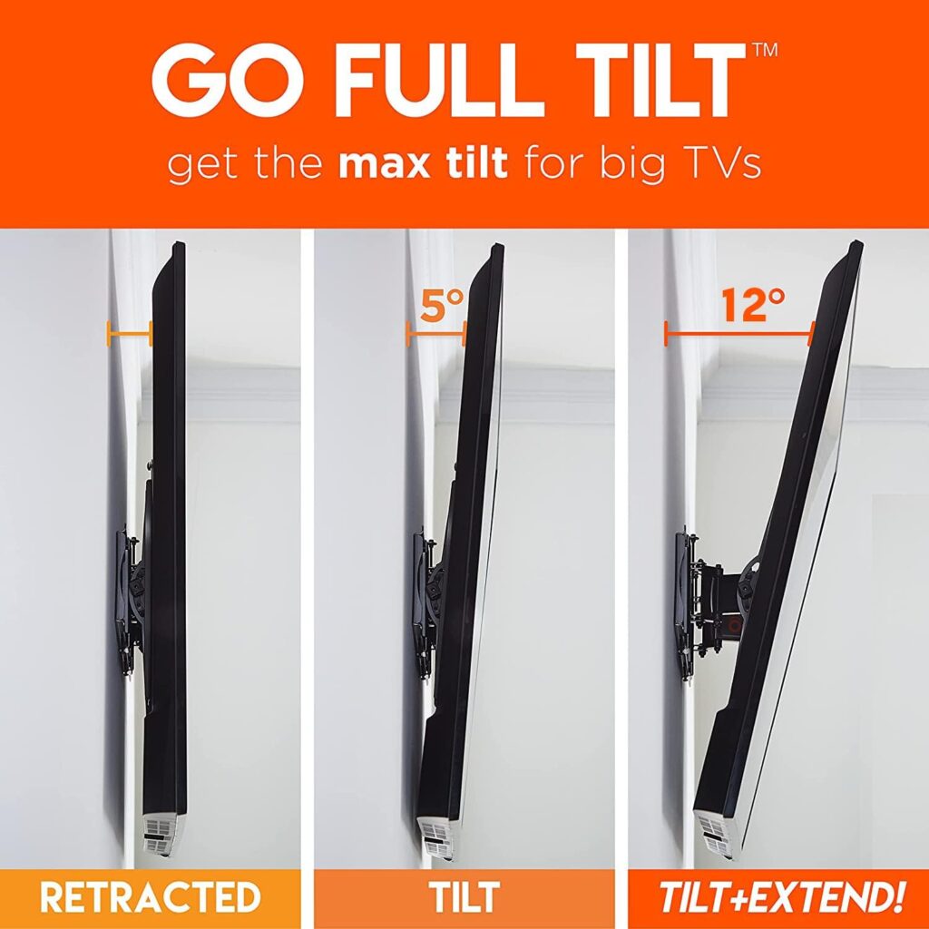 ECHOGEAR Advanced Tilt TV Wall Mount - Extends to Enable Maximum Tilt Range On Large TVs Up to 86 - Fireplace Friendly Design with Universal Bracket  Easy Install