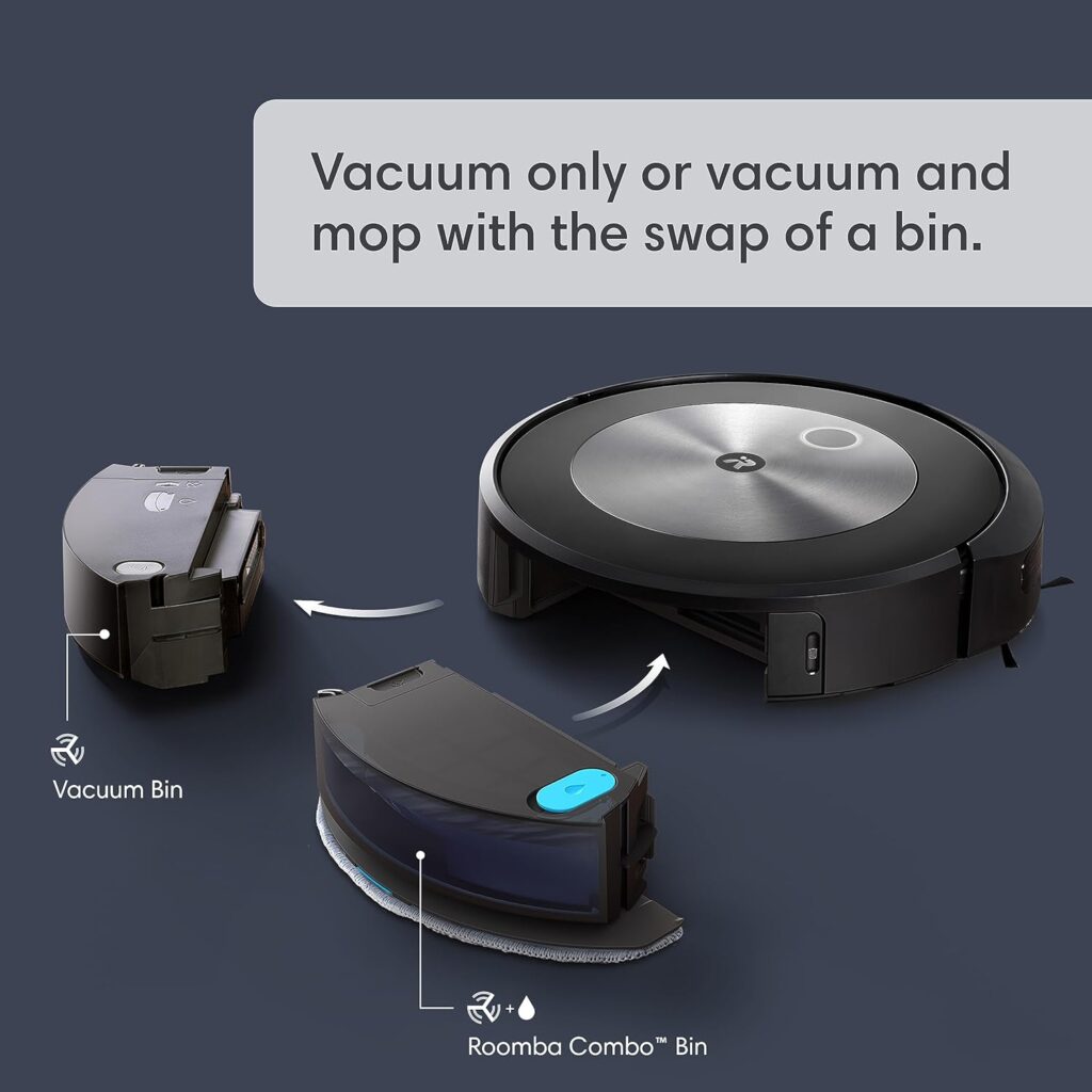 iRobot Roomba Combo j5+ Self-Emptying Robot Vacuum  Mop – Identifies and Avoids Obstacles Like Pet Waste  Cords, Empties Itself for 60 Days, Clean by Room with Smart Mapping, Alexa​