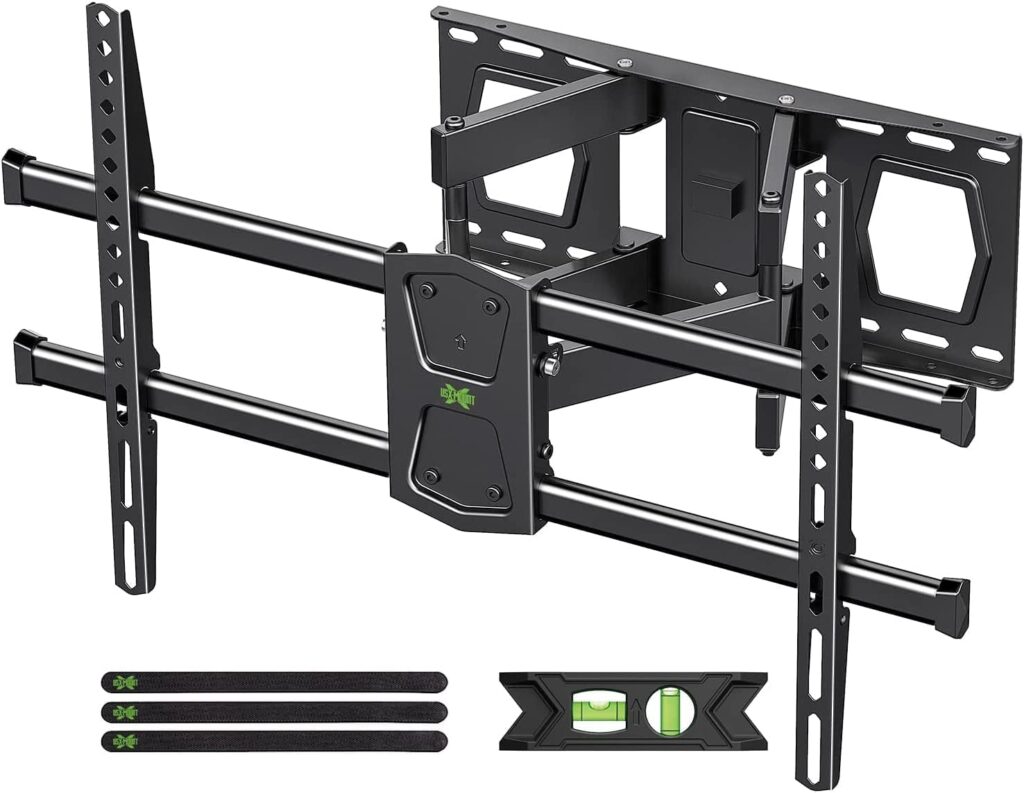 USX MOUNT Full Motion Wall Mount for 42-82 TVs, Swivel and Tilt Bracket with Articulating 6 Arms, Max VESA 600x400mm, 120 lbs, 16 Wood Studs with Drilling Template