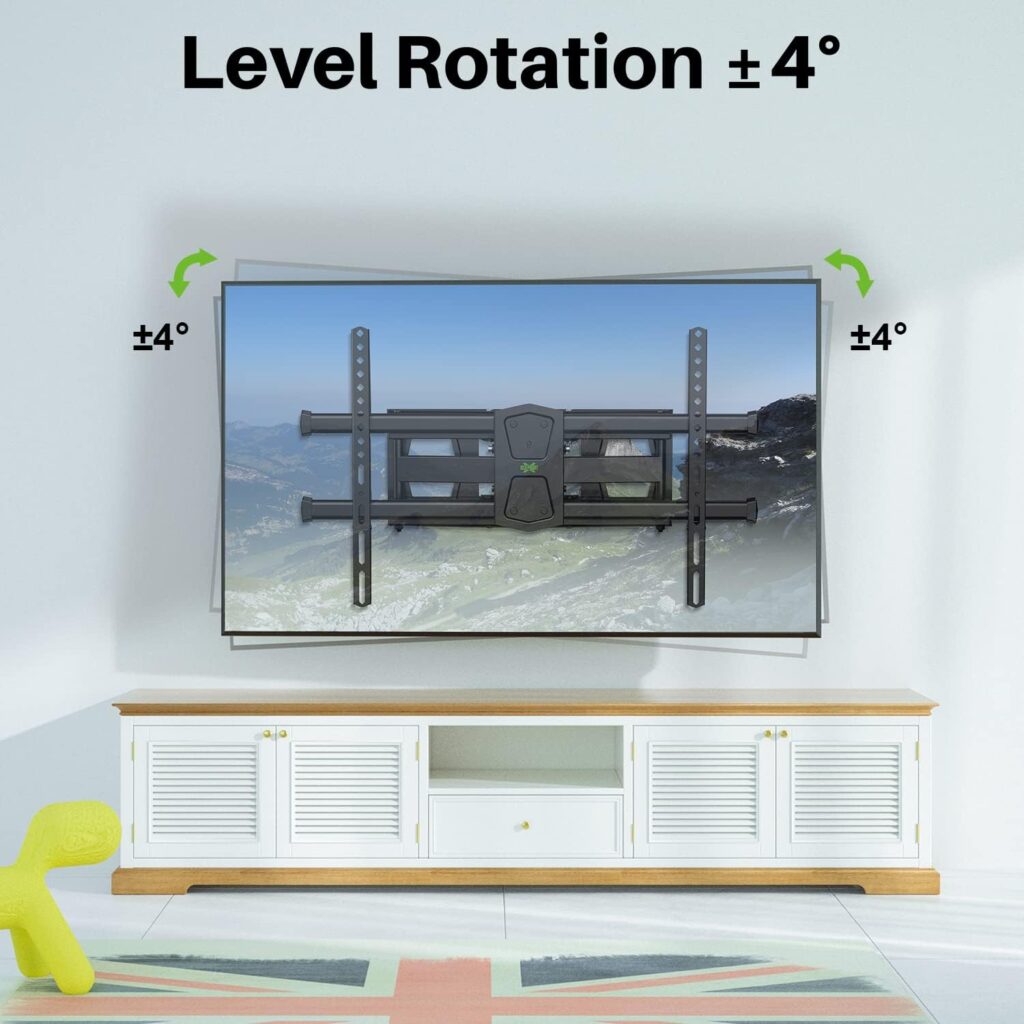 USX MOUNT Full Motion Wall Mount for 42-82 TVs, Swivel and Tilt Bracket with Articulating 6 Arms, Max VESA 600x400mm, 120 lbs, 16 Wood Studs with Drilling Template