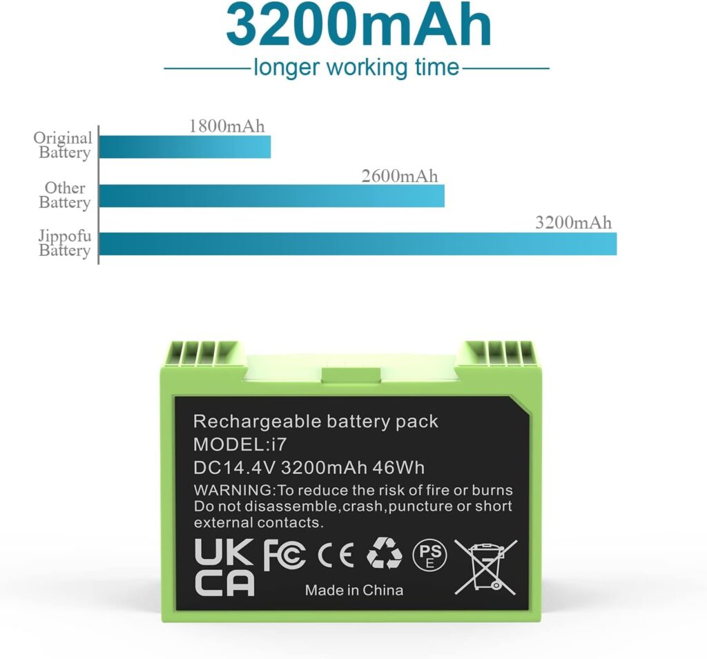 i7 Battery for iRobot Roomba i i3 3150 i3+ 3550 i4 4150 i4+ 4552 i6 I7 i7158 i7+ 7150 7550 i8 Replacement Lithium Ion Battery ABL-D1 4624864 and e e5 e6 e5150 e5152 e6198 Vacuum Cleaner 14.4V 3200mAh