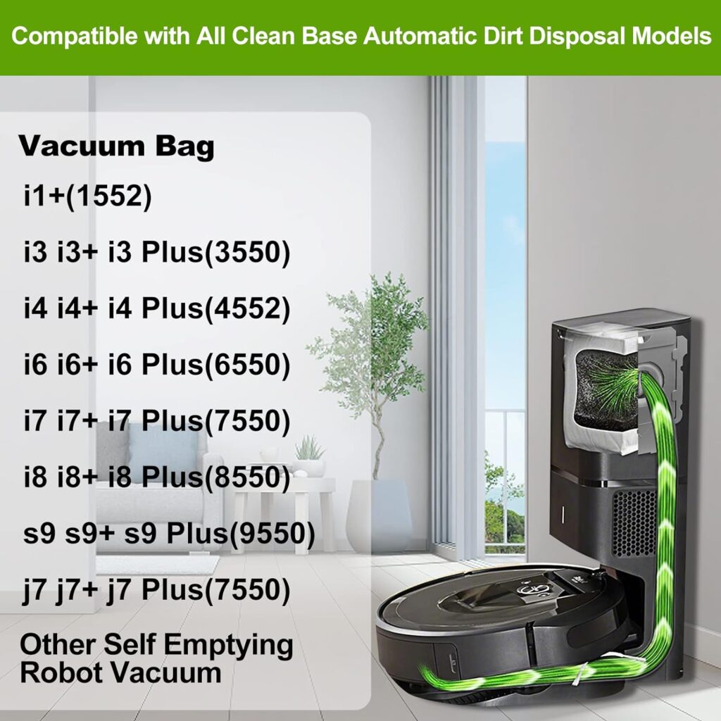 NautDuty 12 pack Replacement Roomba Vacuum Bags Compatible with iRobot Roomba i7, i7+, i8, i8+, i3, i3+, i4, i4+, i1+, i6, i6+, j7, j7+, s9, s9 Plus Bags Bulk Trash Bags Automatic Dirt Disposal Bags B